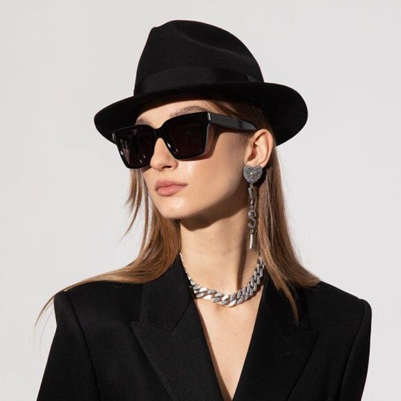 NEW Saint Laurent New Wave SL507 001 Black Gray Square Unisex Sunglasses - Picture 3 of 15